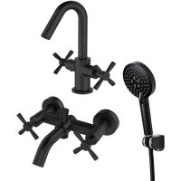 Комплект смесителей Orange Mia M34-311b Черный — фото 1, Готовые комплекты для ванной комнаты