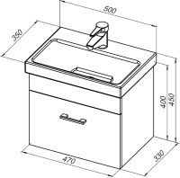 Тумба с раковиной Aquanet Верона 50 254066 подвесная Белый глянец — фото 10, Тумбы с раковиной