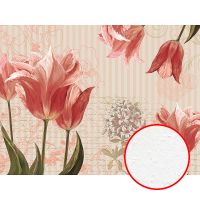 Фреска Ortograf Цветы 5485 Фактура бархат FX Флизелин (3,6*2,7) Бежевый/Розовый, Цветы/Живопись/Полоса — фото 1, Фрески