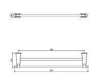 Полотенцедержатель Art&Max Genova AM-M-035-CR двойной Хром — фото 2, Полотенцедержатели
