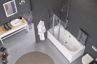 Шторка на ванну Excellent Fliper 120 L KAAX.1309.1200.LE профиль Хром стекло прозрачное — фото 2, Неподвижные шторки для ванной