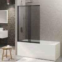Шторка на ванну Berges River S Slider Black 98х145 065018 профиль Черный матовый стекло тонированное — фото 1, Неподвижные шторки для ванной