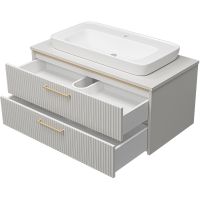 Товар: Тумба с раковиной Brevita Elche 100 УТ000022433 подвесная Серый кашемир Золото - фото 3 Тумба с раковиной Brevita Elche 100 УТ000022433 подвесная Серый кашемир Золото — фото 3, Мебель для ванной