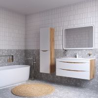 Тумба с раковиной Iddis Cloud 100 CLO10Y0i95K подвесная Белая матовая Дуб золотистый — фото 7, Тумбы с раковиной