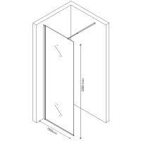 Душевая перегородка Berges Sky Black 100х200 064010 профиль Черный матовый стекло прозрачное — фото 4, Душевые перегородки