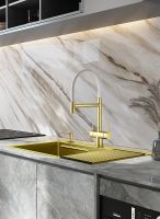 Смеситель для кухни Splenka S70.63.03 Золото матовое Белый — фото 3, Смесители для кухни