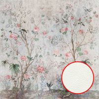 Фреска Ortograf Silver&Gold 32815 Фактура флок FLK Флизелин (2,7*2,7) Серый/Разноцветный, Деревья/Цветы/Птицы — фото 1, Фрески