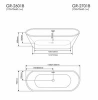 Акриловая ванна Grossman Forta 150x70 GR-2701B без гидромассажа — фото 7, Акриловые ванны