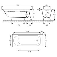 Чугунная ванна Jacob Delafon Soissons 170x70 E2921-00 без противоскользящего покрытия — фото 5, Чугунные ванны