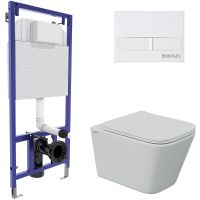 Комплект унитаза с инсталляцией Berges Novum 043244 с сиденьем Микролифт и Белой клавишей смыва — фото 1, Комплекты унитаз + инсталляция