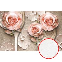 Фреска Ortograf 3D 33091 Фактура бархат FX Флизелин (4,2*2,7) Бежевый/Розовый, Цветы/Абстракция арт-33091 (бархат FX) — фото 1, Фрески