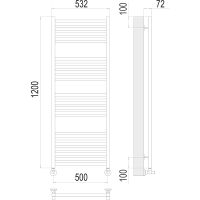 Водяной полотенцесушитель Terminus Аврора П22 500х1200 4670078529398 Хром, нижнее подключение, G 1/2" ВР, с угловым соединением — фото 4, Водяные полотенцесушители