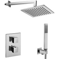 Душевая система Paffoni Elle KITLEQ518CR/M с термостатом Хром — фото 1, Встраиваемые душевые комплекты
