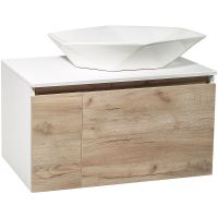 Тумба под раковину Runo Бари 80 00-00001375 подвесная Крафт дуб Белая — фото 8, Тумбы под раковину