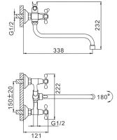 Смеситель для ванны Frap F2211 универсальный Хром — фото 3, Смеситель для ванны