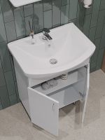 Тумба с раковиной Orange Лайт 60 LA-60TUW+GR Белый глянец — фото 3, Тумбы с раковиной