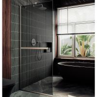 Душевая перегородка Maybah Glass MGD-723-5у 690x1950 в узком профиле Хром матовый стекло графитовое — фото 1, Душевые перегородки