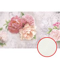 Фреска Ortograf Цветы 33493 Фактура флок FLK Флизелин (4,4*2,4) Розовый/Серый, Цветы — фото 1, Фрески