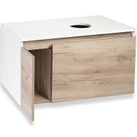 Тумба под раковину Runo Бари 80 00-00001375 подвесная Крафт дуб Белая — фото 13, Тумбы под раковину