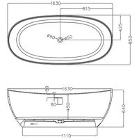 Ванна из искусственного камня Abber Stein 163x85 AS9615-1.6 без гидромассажа — фото 5, Ванны