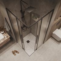 Душевой уголок Grossman Galaxy 80х80 300.K33.01.8080.21.02 профиль Черный матовый стекло шиншилла — фото 10, Душевые уголки