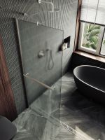 Душевая перегородка Maybah Glass MGD-713-5ш 1090x1950 в широком профиле Хром матовый стекло сатиновое — фото 4, Душевые перегородки