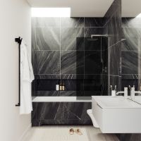 Шторка на ванну Maybah Glass MGV-83-5у 900x1400 в узком профиле Хром матовый стекло графитовое — фото 2, Неподвижные шторки для ванной