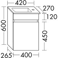 Тумба с раковиной Burgbad Lin20 40 SGIE042LF5351C0001*1 подвесная Белая матовая — фото 2, Мебель для ванной