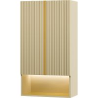 Подвесной шкаф Brevita Vega 60 VEG-08060-031 над стиральной машиной Бежевый матовый Золото — фото 1, Мебель для ванной