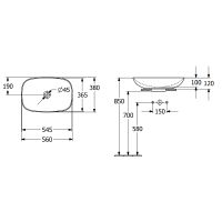 Раковина-чаша Villeroy&Boch Loop & Friends 56 4A490001 Альпийский белый — фото 8, Раковины накладные