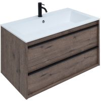 Тумба под раковину Aquanet Lino 90 253913 подвесная Дуб веллингтон — фото 1, Тумбы под раковину