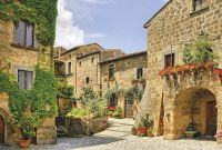 Фреска Ortograf Городской пейзаж 4460 Фактура флок FLK Флизелин (4*2,7) Бежевый/Зеленый/Голубой, Город/Пейзаж — фото 2, Фрески