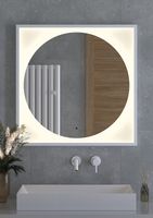 Товар: Зеркало Defesto Eclipce 80х80 DF 2238R с подсветкой 18W-3000К/в багетной раме/ИК - выключатель/Теплый белый свет/Белая рама - фото 2 Зеркало Defesto Eclipce 80х80 DF 2238R с подсветкой 18W-3000К/в багетной раме/ИК - выключатель/Теплый белый свет/Белая рама — фото 2, Мебель для ванной