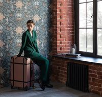 Обои LOYMINA British Style Garden BRIT11 005 Винил на флизелине (1*10,05) Бирюзовый/Серый, Листья — фото 2, Обои для стен