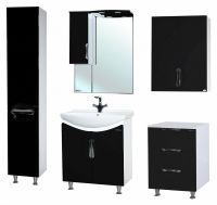 Шкаф пенал Bellezza Лагуна 35 L 4622107002044 Черный Белый — фото 2, Мебель для ванной