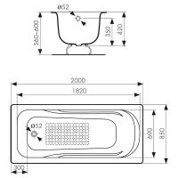 Товар: Чугунная ванна Kaiser 200х85 КВ-2001 с антискользящим покрытием - фото 2 Чугунная ванна Kaiser 200х85 КВ-2001 с антискользящим покрытием — фото 2, Ванны