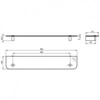 Стеклянная полка Ideal Standard Connect N1394AA Хром — фото 4, Полки для ванной и душа