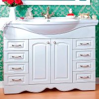 Товар: Тумба под раковину Бриклаер Анна 120 4627125411458 Белая глянцевая - фото 1 Тумба под раковину Бриклаер Анна 120 4627125411458 Белая глянцевая — фото 1, Тумбы под раковину