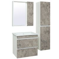 Тумба под раковину Runo Манхэттен 65 00-00001018 Серый бетон Белая — фото 3, Тумбы под раковину