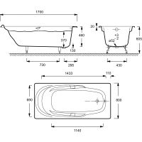 Чугунная ванна Jacob Delafon Adagio 170x80 E2910-00 с антискользящим покрытием — фото 3, Чугунные ванны