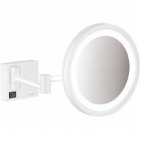 Косметическое зеркало Hansgrohe AddStoris 41790700 с подсветкой с увеличением Белое матовое — фото 1, Косметические зеркала