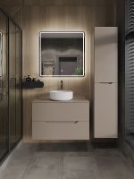 Тумба с раковиной Orange Line 80 Li-80TuLMDF+B09-360W подвесная Латте матовый — фото 4, Тумбы с раковиной