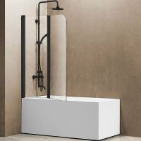 Шторка на ванну Vincea VSB 114x140 VSB-12114CLB профиль Черный стекло прозрачное — фото 1, Складные шторки для ванной