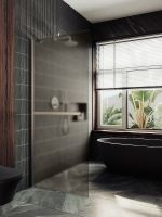 Душевая перегородка Maybah Glass MGD-734-5ш 890x1950 в широком профиле Хром матовые стекло бронзовое матовое — фото 2, Душевые перегородки