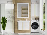 Товар: Тумба с раковиной Brevita Vega 80 УТ000022670 подвесная Белая матовая Золото - фото 7 Тумба с раковиной Brevita Vega 80 УТ000022670 подвесная Белая матовая Золото — фото 7, Мебель для ванной