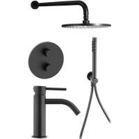 Комплект смесителей Paffoni Light KITLIQ018NO071 Черный матовый — фото 1, Готовые комплекты для ванной комнаты