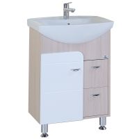 Тумба под раковину Onika Стиль 60 2 ящика Светлый ясень Белый — фото 1, Тумбы под раковину