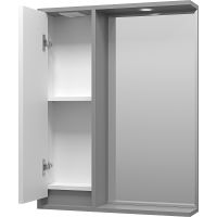 Зеркало со шкафом Brevita Balaton 65 L с подсветкой Белое матовое Серое матовое арт-BAL-04065-01-01Л — фото 4, Зеркальные шкафы в ванную