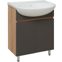 Тумба под раковину Runo Лада 60 00-00001165 Дуб серый Графит — фото 1, Тумбы под раковину