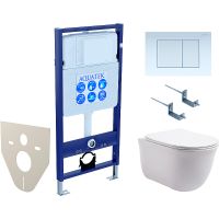 Комплект унитаза с инсталляцией Aquatek Set Aquatek Классик-009 4в1 с сиденьем Микролифт и Белой клавишей смыва — фото 1, Комплекты унитаз + инсталляция